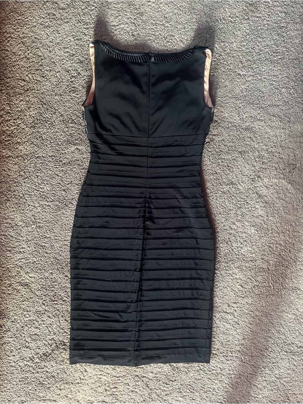 Adrianna Papell Black Pleated Rosette Sleeveless Dress - Picture 3 of 4